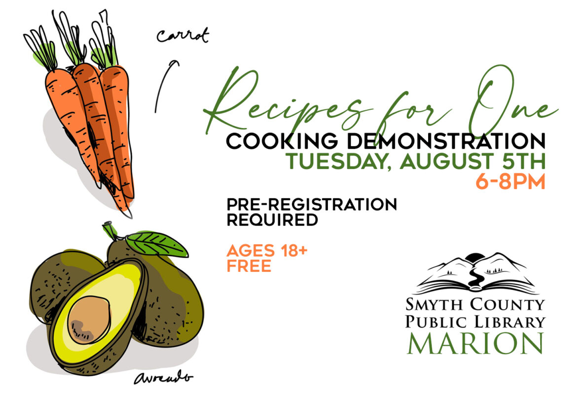 Sample 4 different dishes during the Recipes for One demonstration on August 5th from 6 to 8pm. Pre-registration required.
