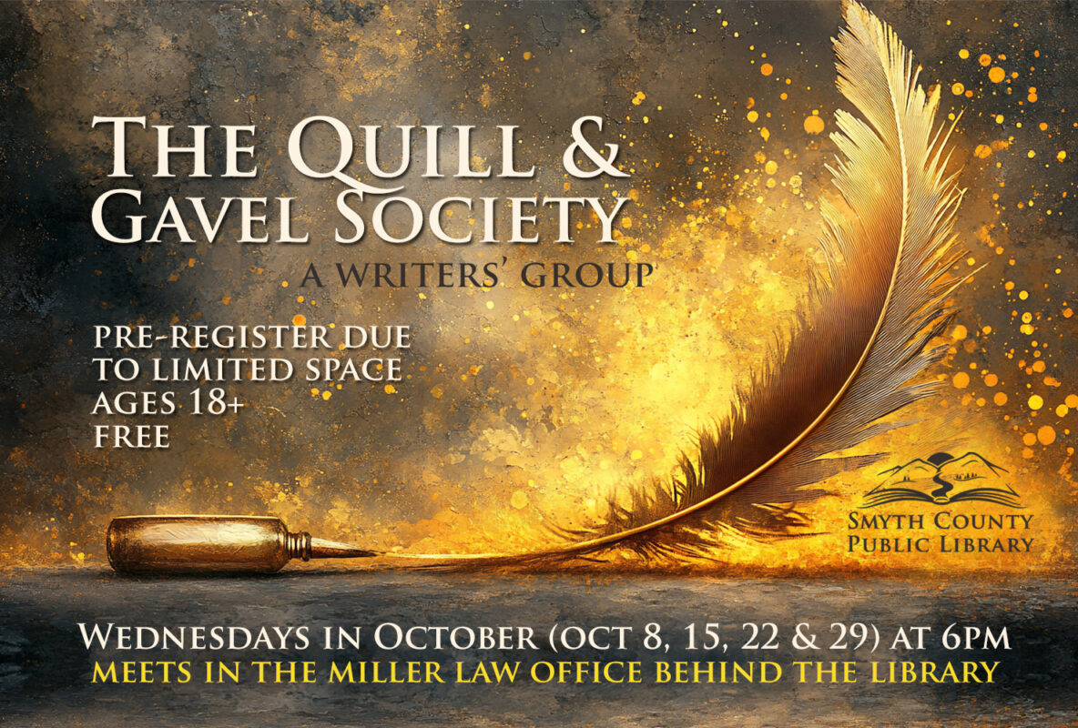 Join us Wednesdays in October for The Quill & Gavel Society, a writers' group.