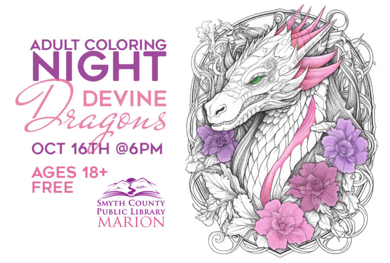 Join us on October 16th for Adult Coloring Night: Devine Dragons Edition