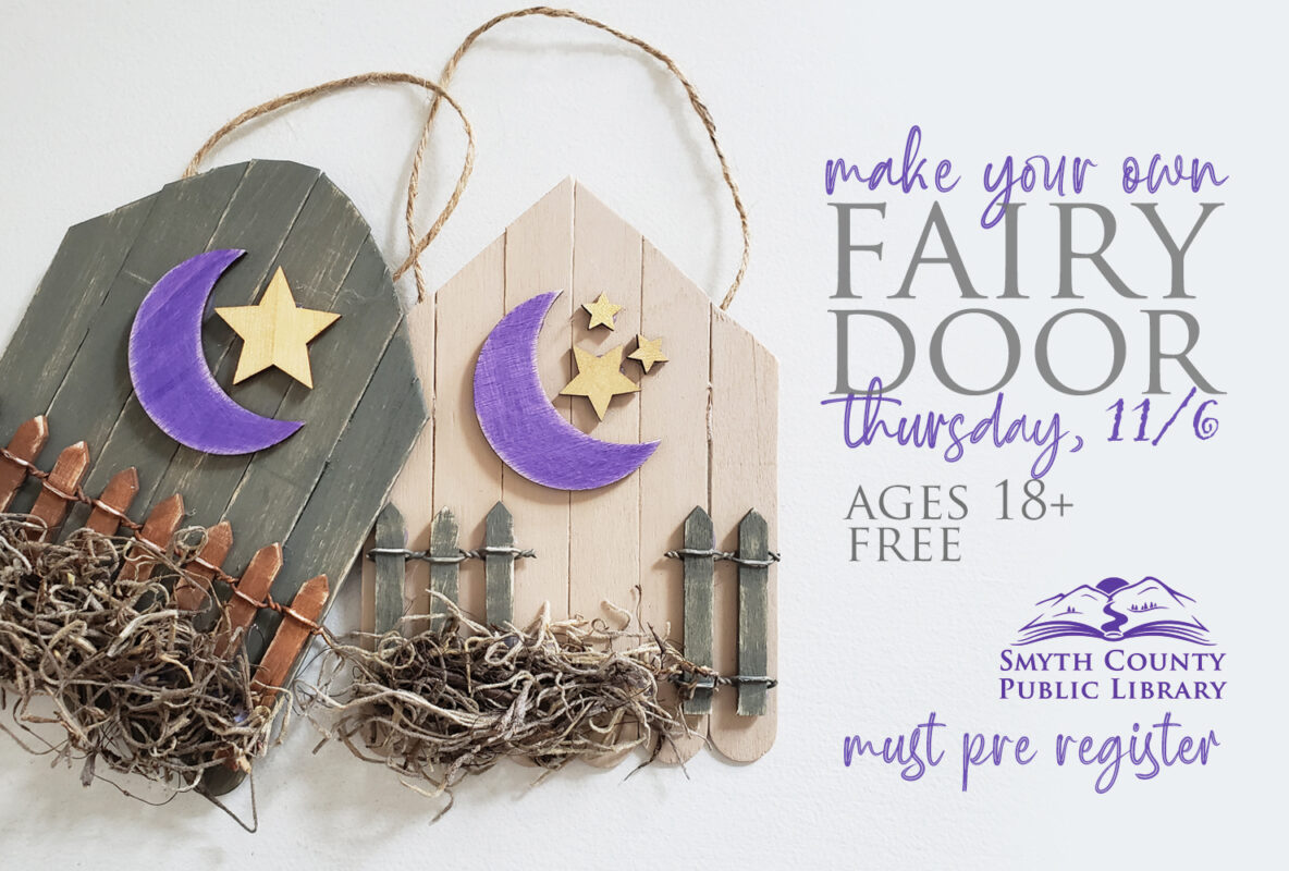 Join us Thursday, Nov. 6th at 6pm to create woodland fairy doors. "What could be more magical than stumbling across a fairy door?