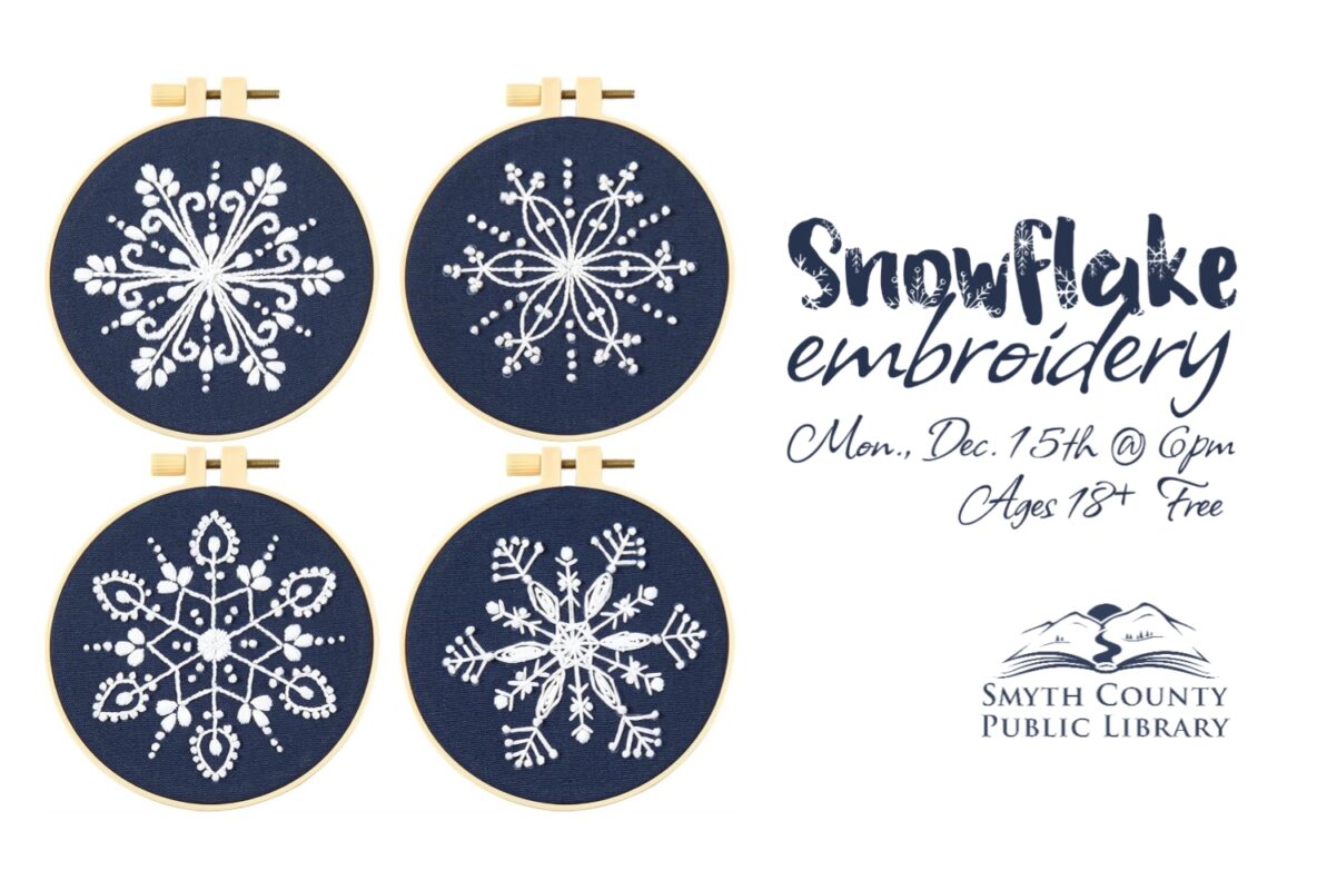 Join us for Snowflake Embroidery on December 15th!