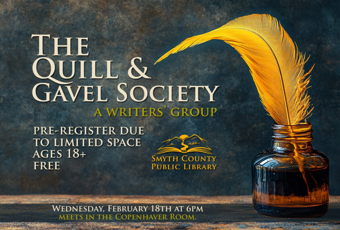 Build your own writer's community with The Quill and Gavel Society, meeting monthly at the Marion Public Library.