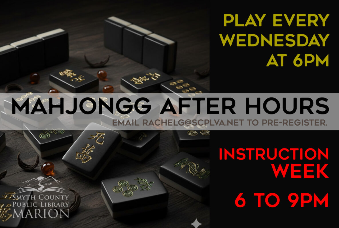 Join us the first Wednesday of every month for Mahjongg Instruction Week!