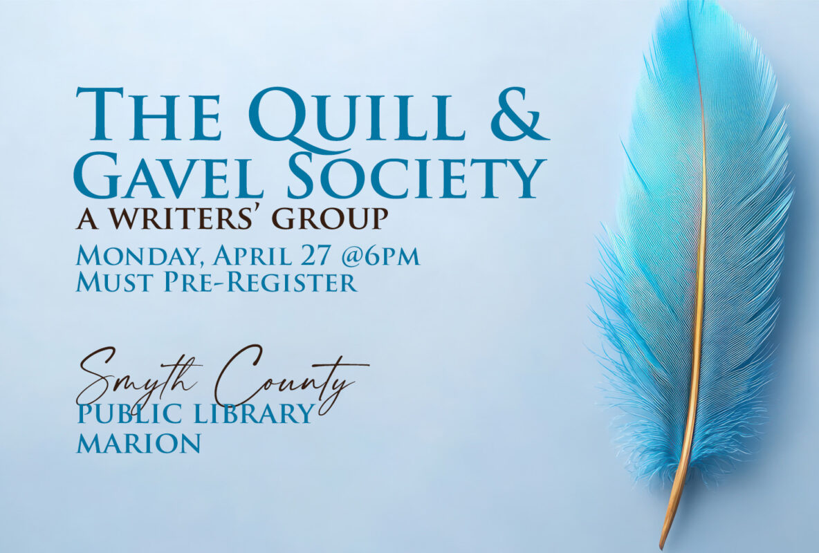 Build your own writer's community with The Quill and Gavel Society, meeting twice monthly at the Marion Public Library.