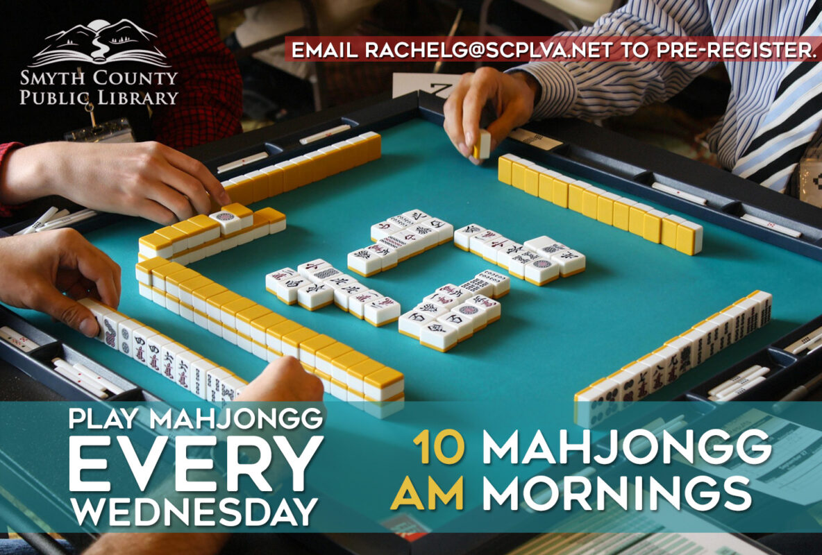 Come play Mahjongg Wednesday mornings, in June & July at 10am.